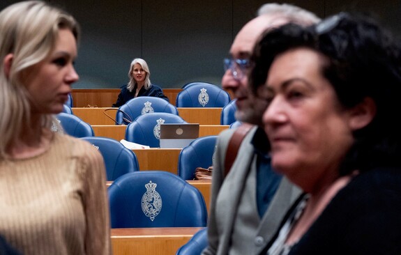 Mona Keijzer, Femke Wiersma, Henk Vermeer en Caroline van der Plas (BBB) in de Tweede Kamer na afloop van het debat over de regeringsverklaring  